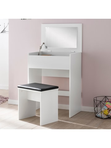 KADIMA DESIGN Schminktisch | Weiß, 60x81x40cm, Mit Hocker, Spiegel