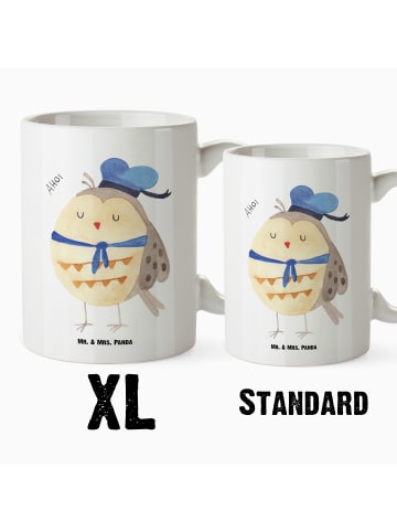 Mr. & Mrs. Panda Riesenkaffeetasse Eule Matrose ohne Spruch in Weiß