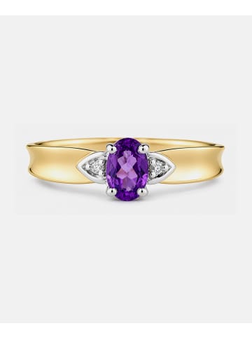 Diamant L'éternel Ring, mit Amethyst, 375 Gelbgold