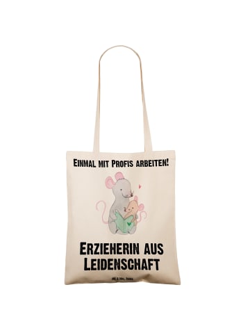 Mr. & Mrs. Panda Shopping Tasche Erzieherin Leidenschaft mit Spruch in Creme