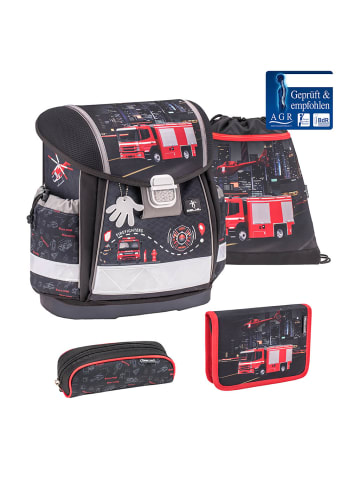 Belmil 4tlg-Set: Schulranzen Firetruck 2 in schwarz – (H)36 x (B) 32 x (T) 19 cm