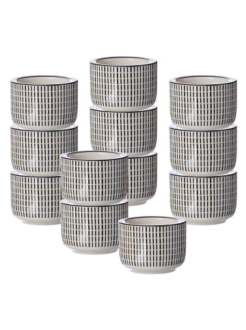Ritzenhoff & Breker 12er Set Teelichthalter Takeo Stripes ø 6 cm in schwarz-weiß