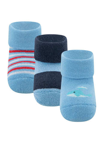 ewers 3er-Set Newborn Socken 3er Pack Wal/Ringel in navy-adria
