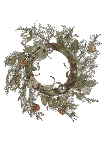 Beliani Kranz HOVILA in Grün/Gold - (W) 45 x (H) 10 x (L) 45 cm