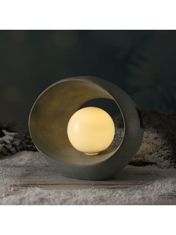 MARELIDA LED Solar Dekoleuchte Kugellampe im Stein Solarleuchte H: 21cm in grau