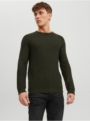 Jack & Jones Langarm Grobstrick Pullover Rundhals Sweater JJEDAMIAN in Dunkelgrün