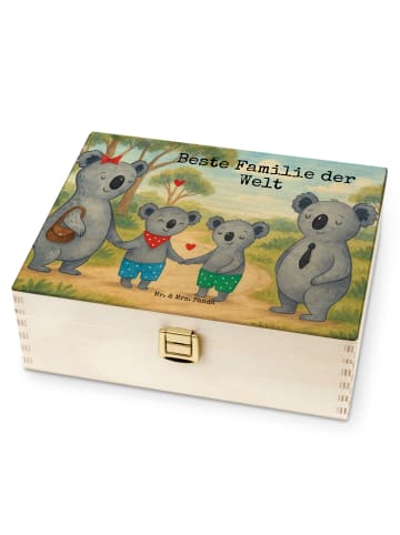 Mr. & Mrs. Panda Teebox Holz Koala Familie zwei Design mit Spruch in Weiß