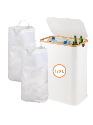 relaxdays Pfandflaschen-Sammelbehälter in Weiß - 170 Liter