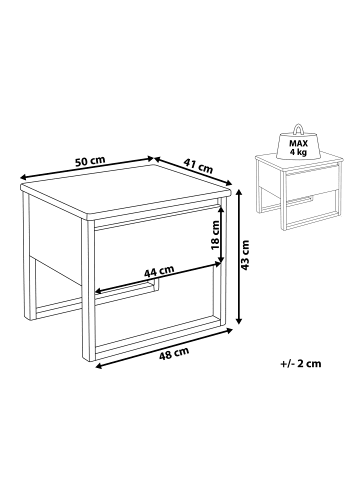 Beliani Nachttisch GIULIA in Braun - (W) 50 x (H) 43 x (L) 41 cm