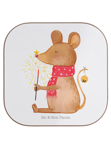Mr. & Mrs. Panda Untersetzer für Gläser Maus Weihnachten ohne Sp... in Weiß