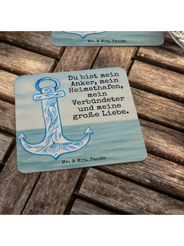 Mr. & Mrs. Panda Tischuntersetzer Anker Blau Design mit Spruch in Weiß