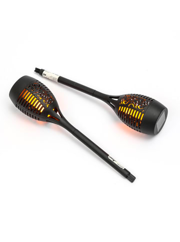 MARELIDA 2er Set LED Solar Gartenfackel mit Flammeneffekt H: 40cm in schwarz