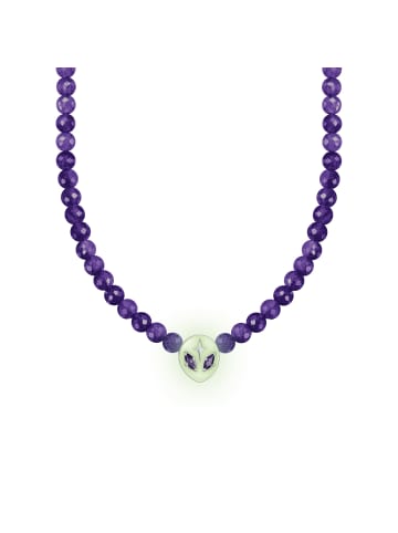 Thomas Sabo Kette Beads Mit Alienkopf Und Violetter Kaltemaille in silber, lila