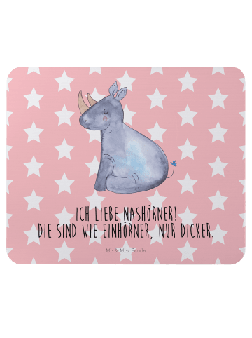 Mr. & Mrs. Panda Mauspad Einhorn Nashorn mit Spruch in Rot Pastell