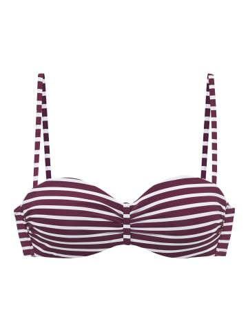 Venice Beach Bügel-Bandeau-Bikini-Top in bordeaux-weiß