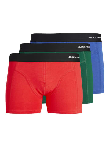 Jack & Jones 3-er Stück Pack Boxershorts Trunks Set Retro Unterwäsche JACLUCAS in Rot-Blau