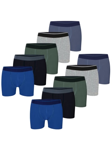 LOREZA 10er Set Boxershorts - Streifen - Schwarz 152-158