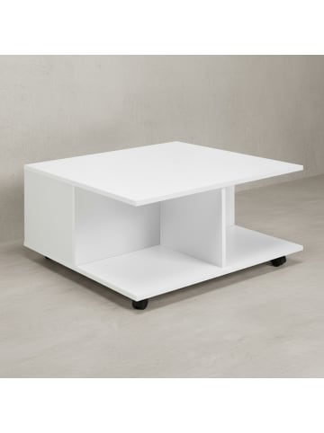 KADIMA DESIGN Design Couchtisch 70x70 cm , Wohnzimmertisch mit 2 Schubladen, in Weiß