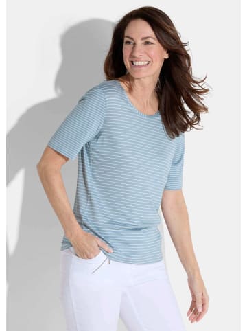 GOLDNER Viskoseshirt im Streifen-Look in hellblau / weiß / geringelt