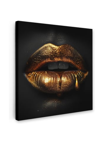 MuchoWow Leinwand bilder Goldene Lippen