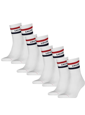 Levis 4 Paar Uni Short Cut Sport Stripe Socken in Weiß