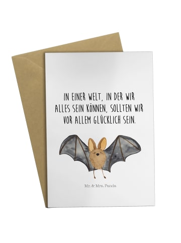 Mr. & Mrs. Panda babykarte Fledermaus Flügel mit Spruch in Weiß