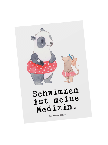 Mr. & Mrs. Panda Postkarte Otter Schwimmen mit Spruch in Weiß