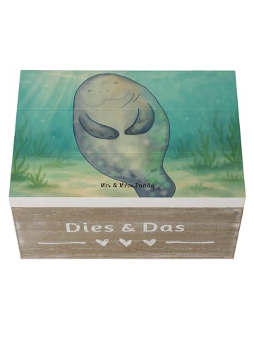 Mr. & Mrs. Panda Holzkiste Seekuh Happy Design ohne Spruch in Weiß