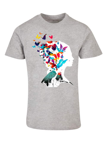 F4NT4STIC T-Shirt Schmetterling Silhouette TEE UNISEX in grau meliert