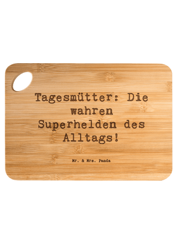Mr. & Mrs. Panda Bambus - Schneidebrett Spruch Tagesmutter Super... in Braun