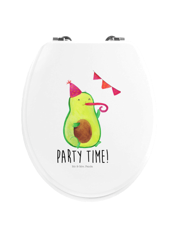 Mr. & Mrs. Panda Toilettendeckel Avocado Party Zeit mit Spruch in Weiß