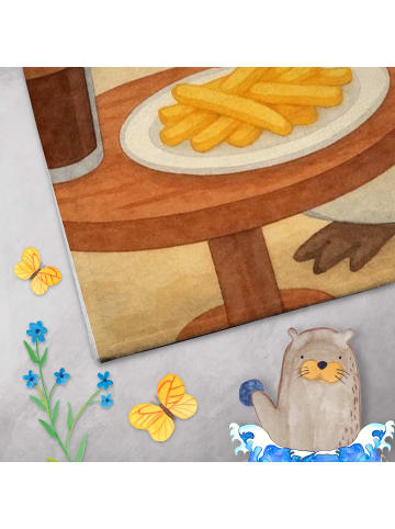 Mr. & Mrs. Panda Gästehandtuch Pinguin Pommes Design mit Spruch in Weiß