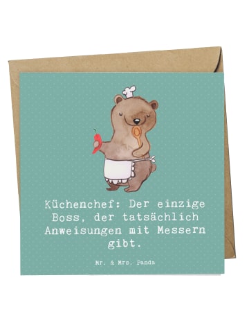 Mr. & Mrs. Panda Grußkarte Koch Anleitung mit Spruch in Meeresbrise