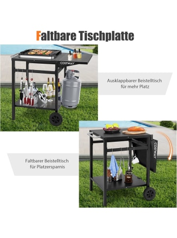 COSTWAY Grilltisch mit Tischplatte klappbar in Schwarz