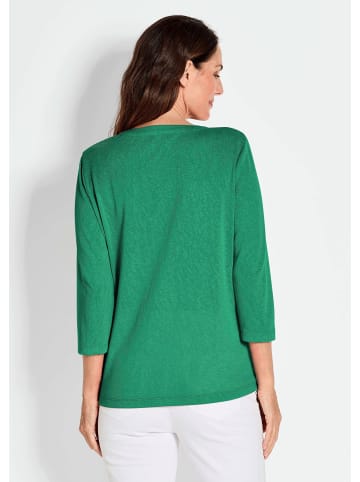 GOLDNER Kurzgröße:  Modisches 3/4-Arm-Oberteil in grün