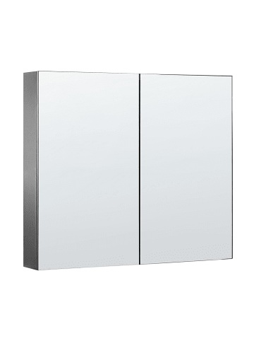 Beliani Bad-Spiegelschrank NAVARRA in Schwarz/Silber - (W) 80 x (H) 70 x (L) 14 cm