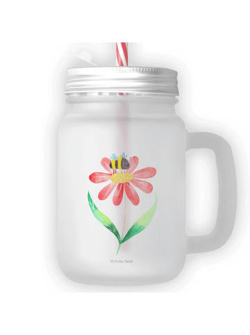 Mr. & Mrs. Panda Trinkglas Mason Jar Hummel Blume ohne Spruch in Transparent