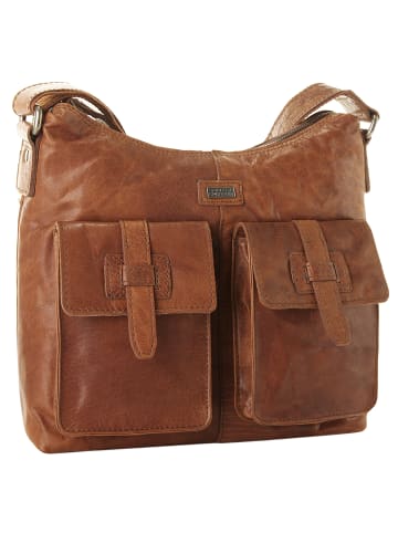 SPIKES & SPARROW Umhängetasche echt Leder in cognac