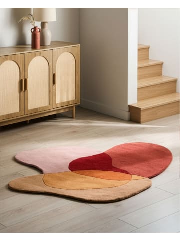 Beliani Kurzflor SINJUWI in Bunt/Rot/Rosa - (W) 140 x (L) 140 cm