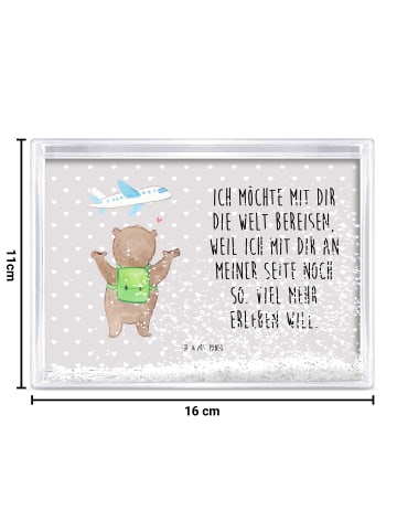 Mr. & Mrs. Panda Schneerahmen Bär Flugzeug mit Spruch in Grau Pastell