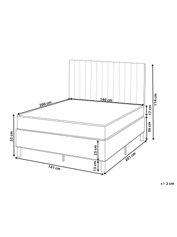 Beliani Doppelbett COUNTESS in Grau/Braun - (W) 141 x (H) 114 x (L) 201 cm