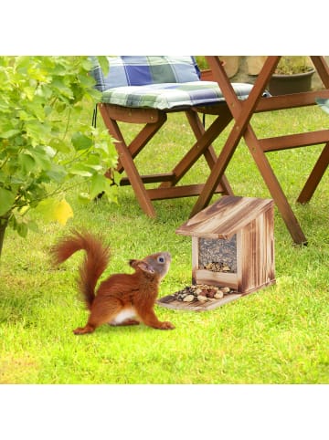 relaxdays Eichhörnchen Futterhaus in Dunkelgrün - (B)12x (H)17,5 x (T)25 cm