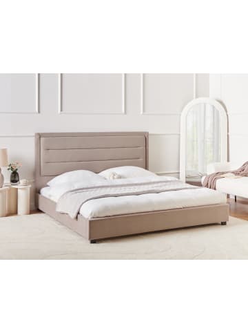 Beliani Doppelbett ROUEN in Beige/Schwarz - (W) 188 x (H) 111 x (L) 214 cm