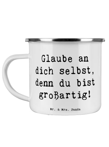 Mr. & Mrs. Panda Emaille Becher Spruch Selbstvertrauen stärken m... in Weiß