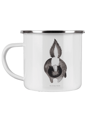 Mr. & Mrs. Panda Camping Emaille Tasse Stinktier Angriff ohne Sp... in Weiß
