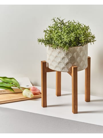 Beliani Outdoor Blumentopf ROSEE in Weiß/Beige/Braun - (W) 20 x (H) 32 x (L) 20 cm