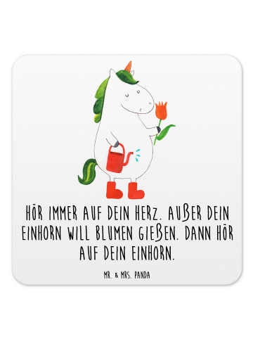 Mr. & Mrs. Panda Glasuntersetzer Einhorn Gärtner mit Spruch in Weiß