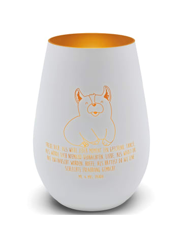 Mr. & Mrs. Panda Kerzenhalter Corgie mit Spruch in Weiß