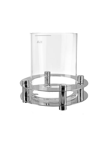 Fink Windlicht "Ricardo" mit Glas in Silber - H. 25 cm - D. 23 cm