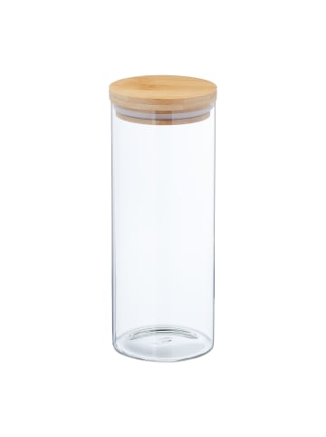 relaxdays 3 x Vorratsglas in Transparent/ Natur - 1350 ml